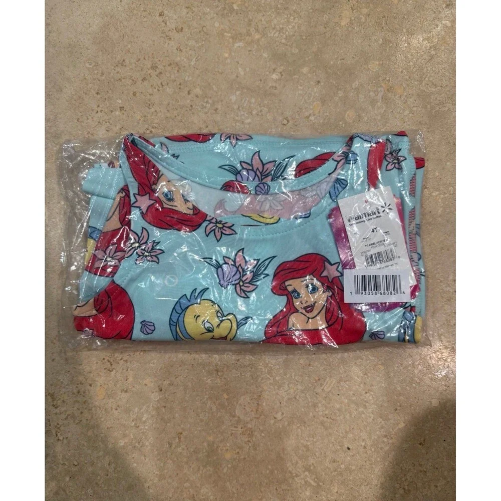 NEW Disney Little Mermaid Girls Tank Top & Skirt Skort Athletic Set Size 4T 4